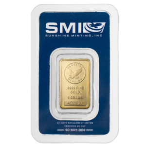 5 Gram Sunshine Gold Bar (New w/ Assay, MintMark SI)