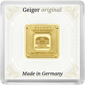 5 Gram Geiger Square Gold Bar (New w/ Assay)