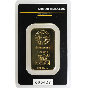 1 oz Argor Heraeus Gold Bar (New w/ Assay)