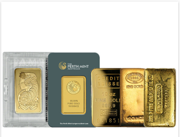 10 oz Gold Bar (Varied Condition, Any Mint)