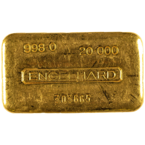 20 oz Engelhard Vintage Gold Bar (6-Digit Serial #, .998 Fine)