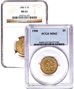 Pre-33 $5 Liberty Gold Half Eagle Coin MS62 (PCGS or NGC)
