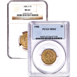 Pre-33 $5 Liberty Gold Half Eagle Coin MS62 (PCGS or NGC)