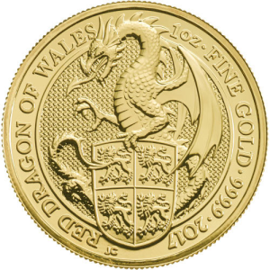 2017 1 oz British Gold Queen’s Beast Red Dragon Coin (BU)