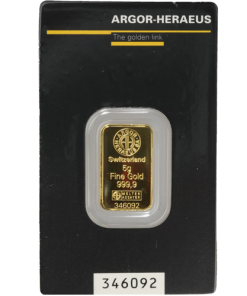 5 Gram Argor Heraeus Gold Bar (New in Assay)