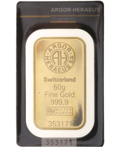 50 Gram Argor Heraeus Gold Bar (New w/ Assay)
