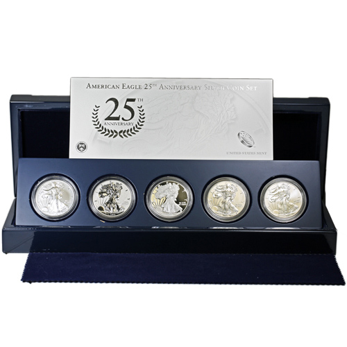 2011 American Silver Eagle 25th Anniversary 5-Coin Set (Box + CoA) - Image 3
