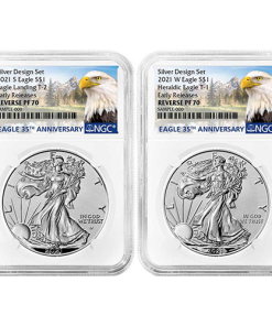 2021 Reverse Proof American Silver Eagle 2-Coin Designer Set NGC PF70 ER (Type 1 + 2)