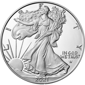 2021-W 1 oz Proof American Silver Eagle Coin (Box + CoA, Type 2)