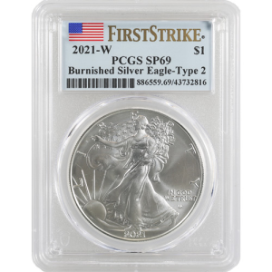 2021-W 1 oz Burnished American Silver Eagle Coin PCGS SP69 FS (Type 2)
