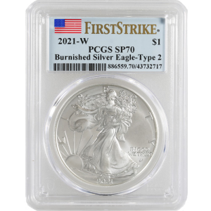 2021-W 1 oz Burnished American Silver Eagle Coin PCGS SP70 FS (Type 2)