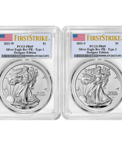 2021 Reverse Proof American Silver Eagle 2-Coin Designer Set PCGS PR69 FS (Type 1 + 2)