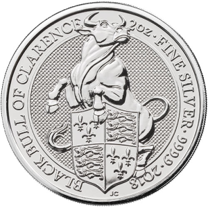 2018 2 oz British Silver Queen’s Beast Black Bull Coin
