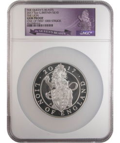 2017 5 oz Proof British Silver Queen’s Beast Lion Coin NGC Gem Proof