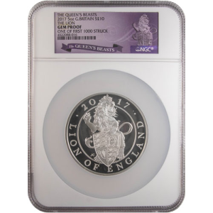 2017 5 oz Proof British Silver Queen’s Beast Lion Coin NGC Gem Proof