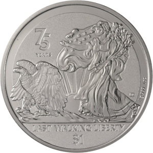 2022 1 oz British Virgin Islands Silver 75th Anniversary of the Last Walking Liberty Coin (Reverse Frosted)