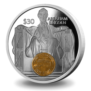 2022 5 oz Proof British Virgin Islands Silver 100th Anniversary Lincoln Memorial Coin (Gold Plated Penny)