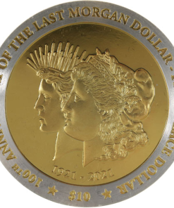 2021 1 oz British Virgin Islands Morgan and Peace Dollar Silver Coin (Gold Plated)