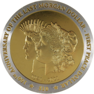 2021 1 oz British Virgin Islands Morgan and Peace Dollar Silver Coin (Gold Plated)