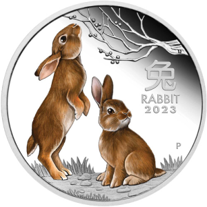 2023 1 oz Proof Colorized Australian Silver Lunar Rabbit Coin (Box + CoA)