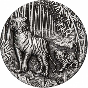 2022 2 oz Antique Australian Silver Lunar Tiger Coin (Box + CoA)