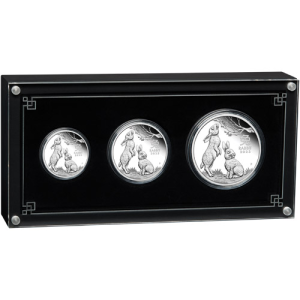 2023 Proof Australian Silver Lunar Rabbit 3-Coin Set (Box + CoA)