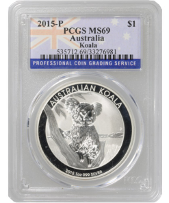 1 oz Australian Silver Koala Coin MS69 (Random Year, Varied Label, PCGS or NGC)
